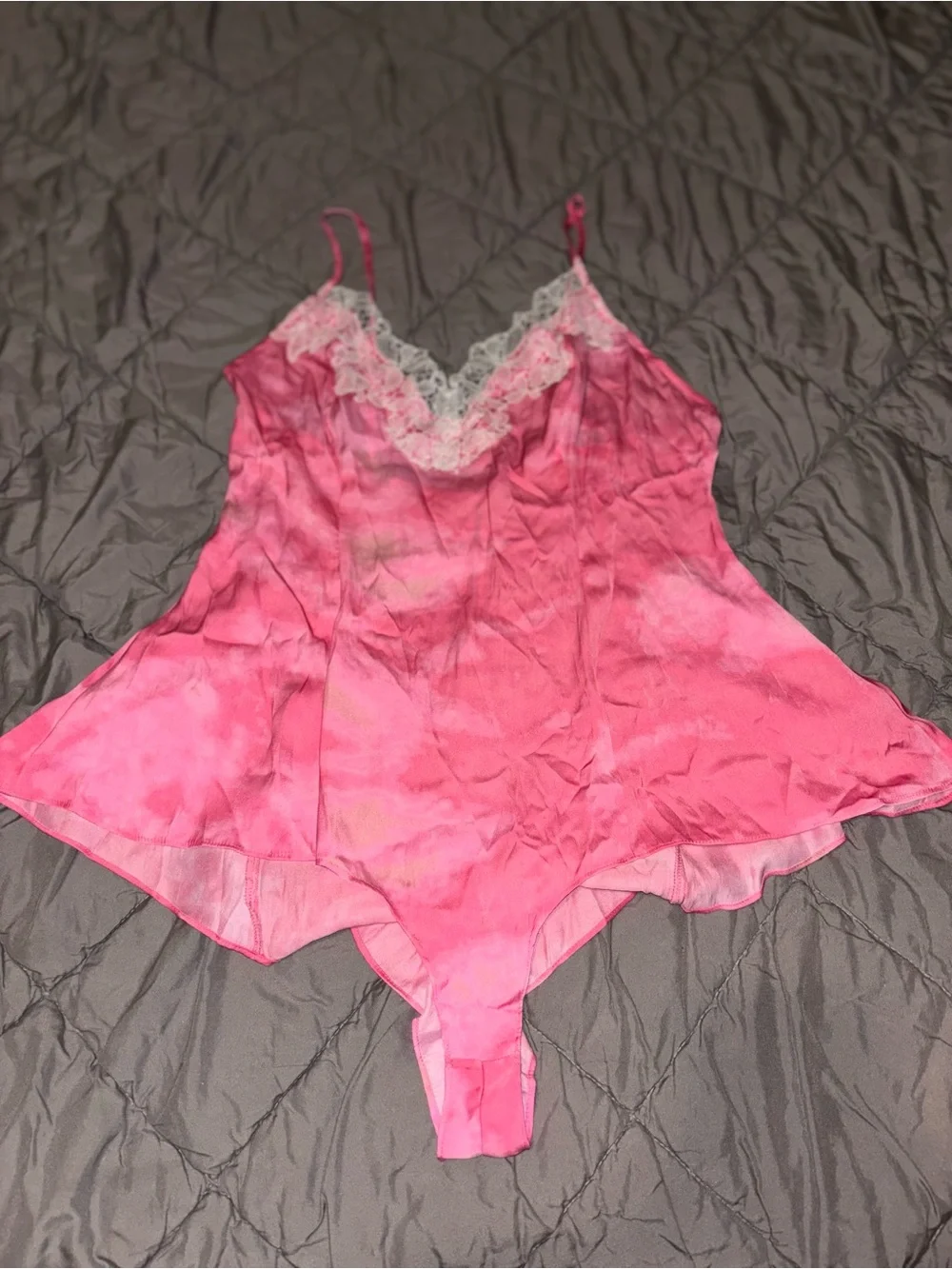 Free People Pink Satin Lace-Trim Fairy Barbie Lingerie Romantic Grunge